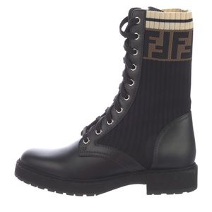 Fendi Rockoko Zucca FF Logo Combat Boots